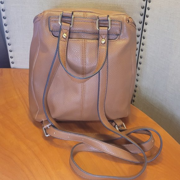 SALE - NWOT - Caramel Brown Faux Leather Backpack - Picture 6 of 7